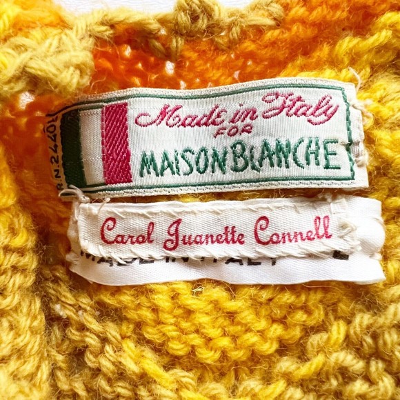 Vtg Groovy Mod Retro Sweater Orange Yellow Brown Made Italy for Maison Blanche - Picture 4 of 10